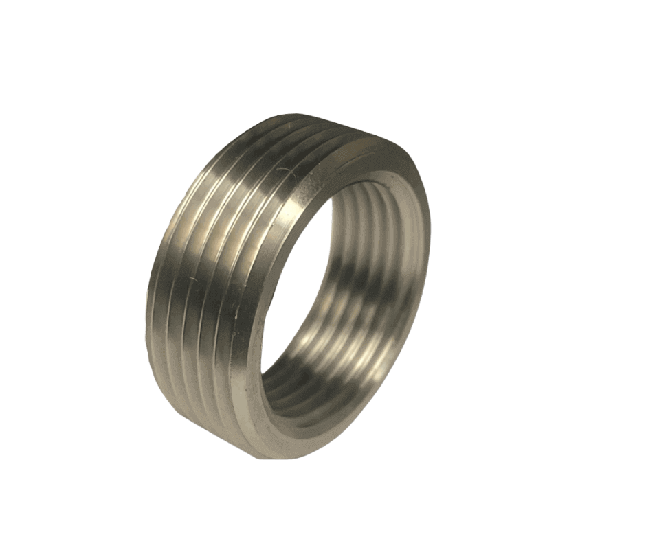 Obráběné kovové díly | soustružená nerezová příruba se závitem | CNC obrábění na zakázku