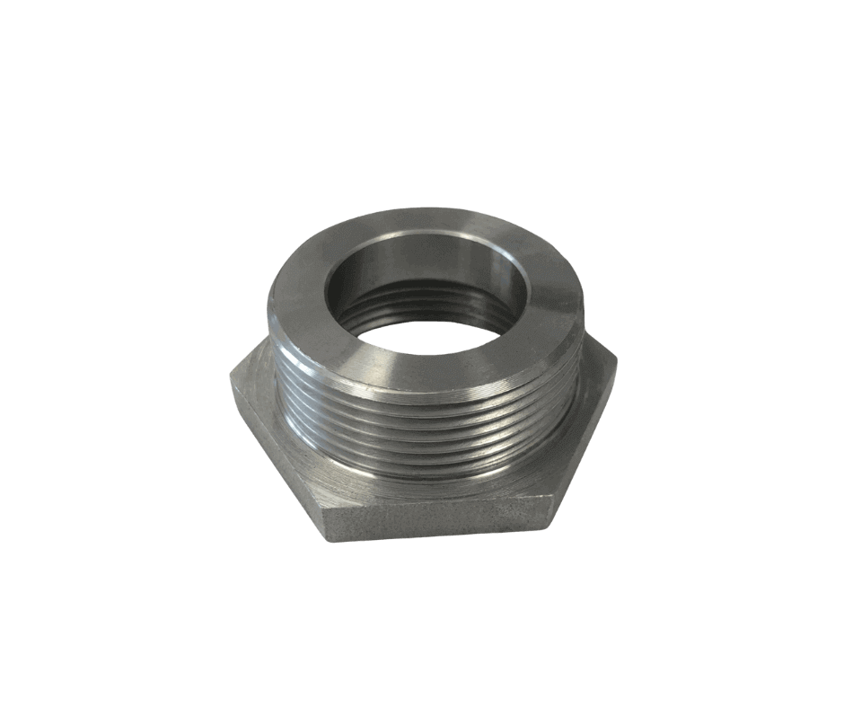 Obráběné kovové díly | Soustružená ocelová redukce se závitem | CNC soustružený díl pro potrubí | Zakázková kovovýroba