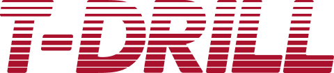 Logo společnosti T-DRILL, výrobce vyhrdlovacích strojů používaných pro přesné tváření a úpravu kovových trubek