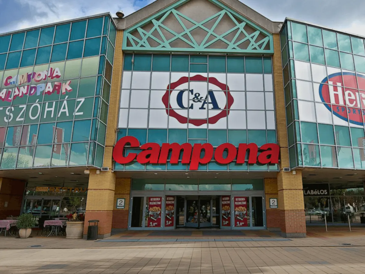 Výměníky tepla Aptec production obchodní centrum Campona Maďarsko chlazení a vytápění budovy